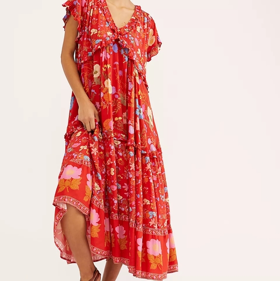 New Spell Designs Wild Bloom Gown FP Maxi Dress Free People XS Exclusive Midi - Picture 5 of 15